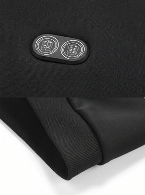 Switch and hem details of #black Heated Zip Up Hoodie