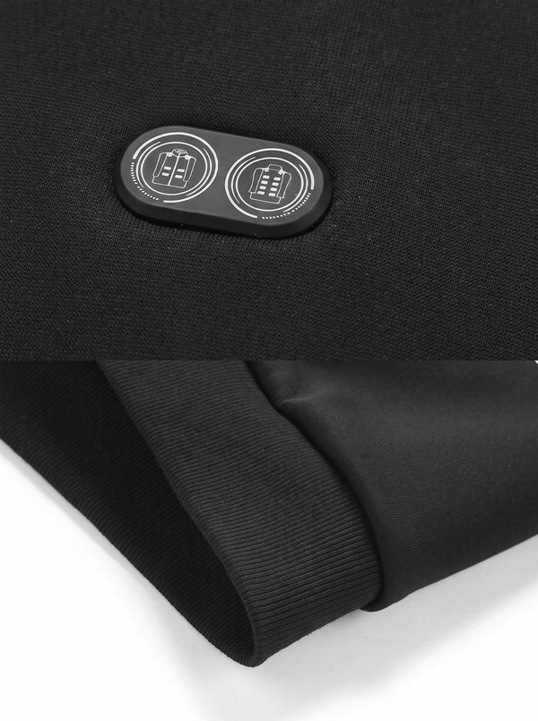 Switch and hem details of #black Heated Zip Up Hoodie