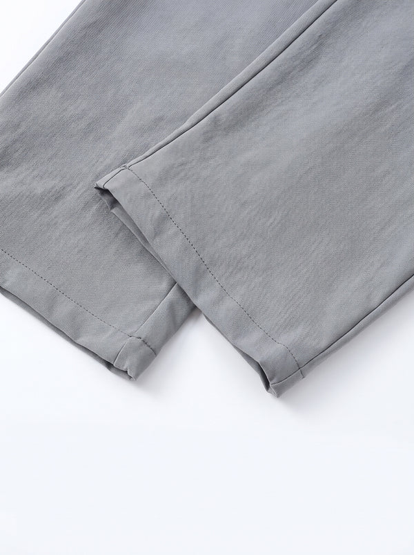 Trouser hem details of #Grey Straight Leg Casual Athletic Pants