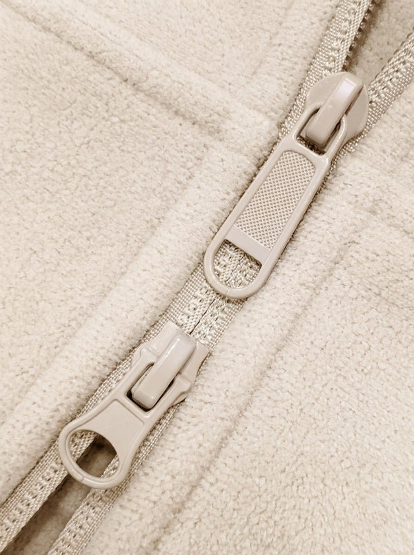 Two Way Zipper design of #khaki Fleece Zip Up Hoodie
