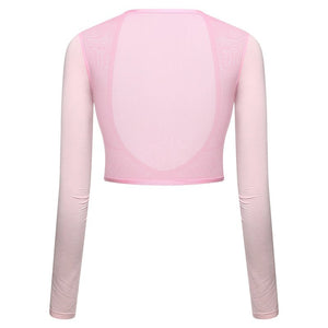 #pink UPF50 Ice Silk Golf Mesh Shrug Sleeves of Back View