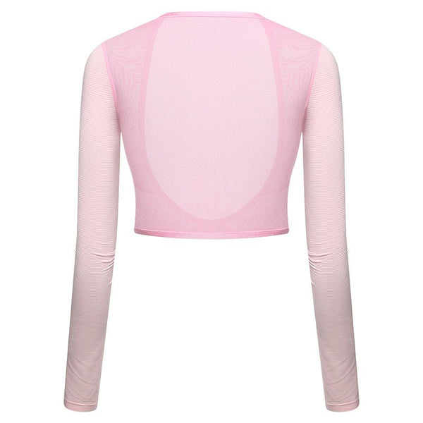 #pink UPF50 Ice Silk Golf Mesh Shrug Sleeves of Back View