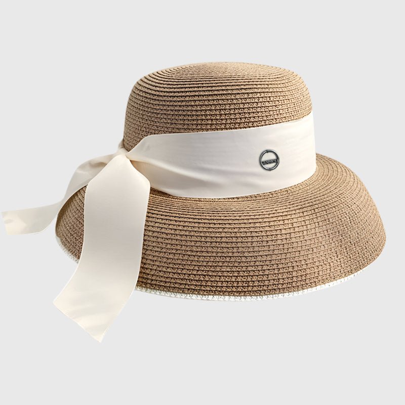 UPF 50+ khaki  bow Straw Hat 