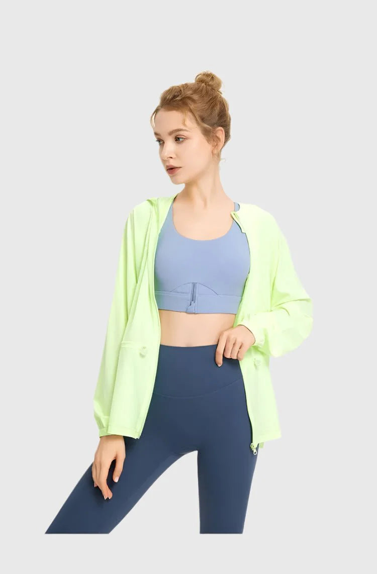 Women's Aurora Green Zip Up Sunscreen Jacket