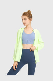 Women's Aurora Green Zip Up Sunscreen Jacket