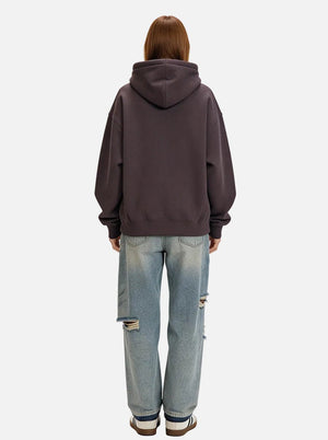 #VolcanicGray Heavyweight Air Layer Hoodie of back view