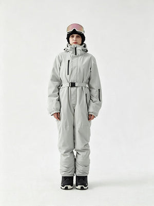 #lightgrey Waterproof Breathable One Piece Ski Suit