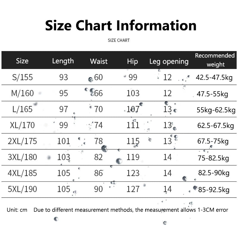 Waterproof Heated Pants size guide