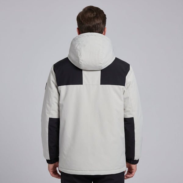 #White Back of Men’s Heated Hooded Softshell Jacket