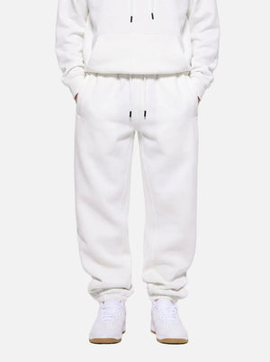 #White Heavyweight Fleece Lined Joggers