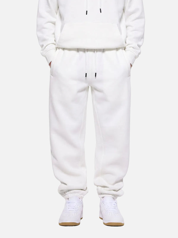 #White Heavyweight Fleece Lined Joggers