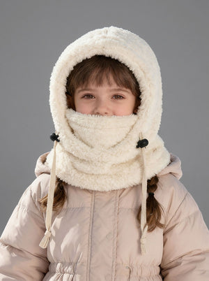 #White Kids Plush Balaclava Hat