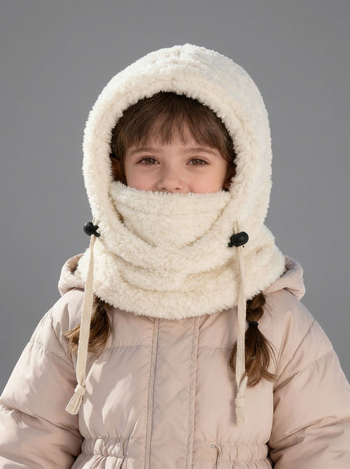 #White Kids Plush Balaclava Hat