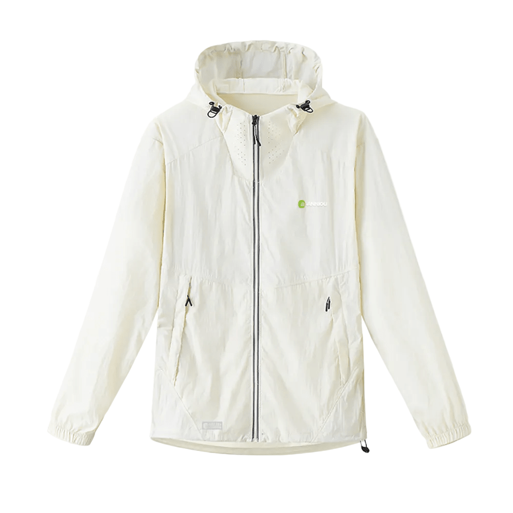 White Lightweight Hiking Hoodie Jacket UPF 50+