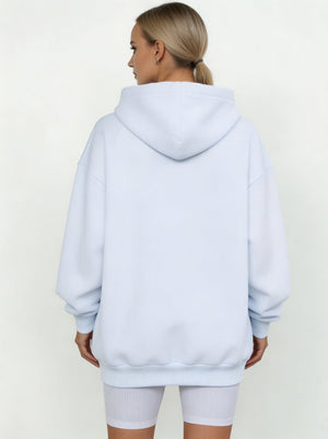 #White Oversized Pullover Hoodie of back view