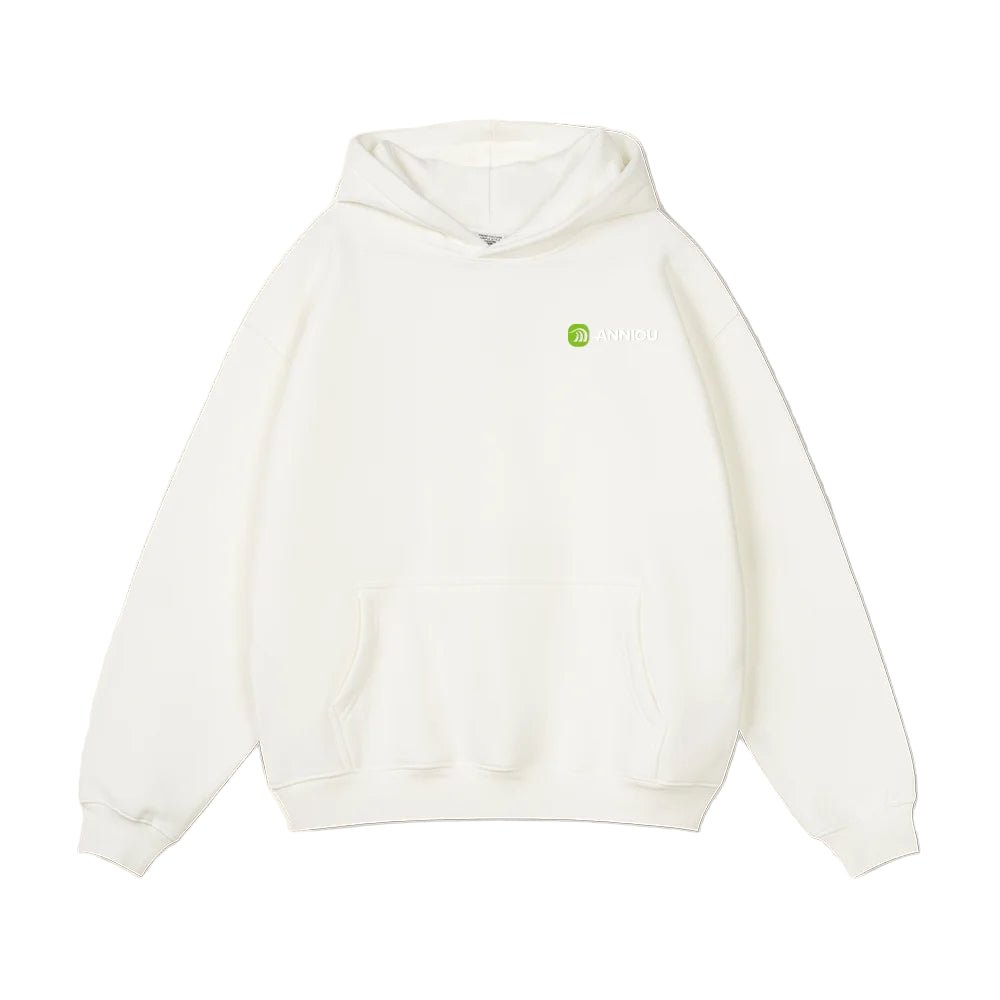 White Oversized Pullover Urban Sports Hoodie by Anniou