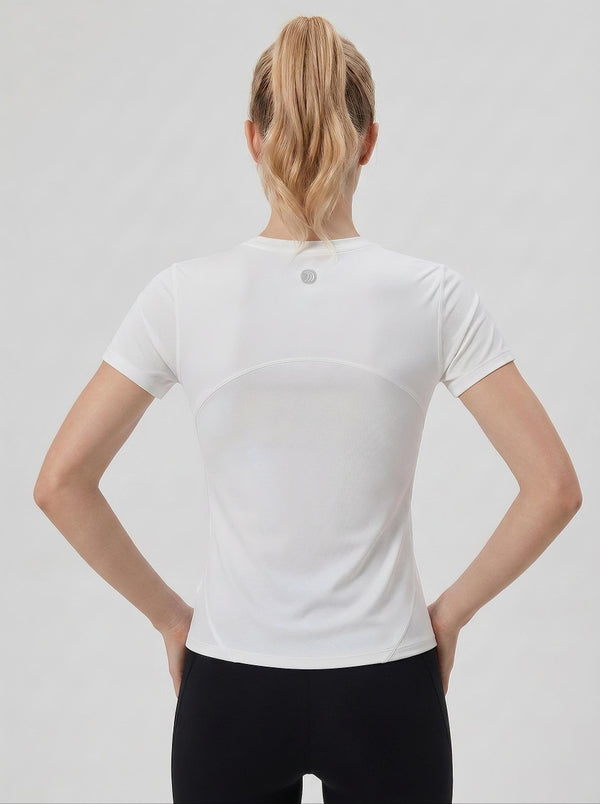 #White Rear of Women's Tight-fitting Yoga Top