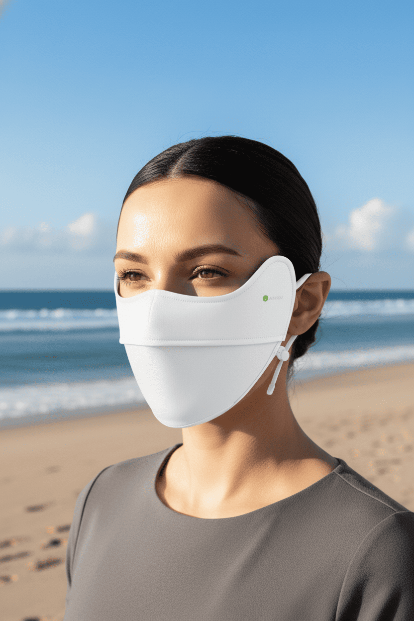 White UPF 100 lightweight face mask