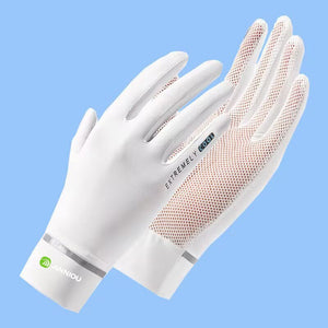 White UPF 50+ Sun Protection Gloves