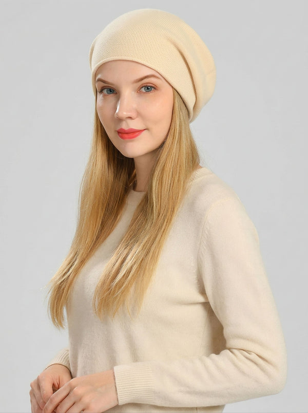 #White Women Slouchy Knitted Beanie Hat