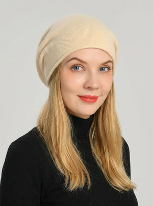 #White Women Slouchy Knitted Beanie Hat