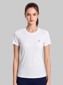 #white Women's Crew Neck Quick-drying T‑Shirt