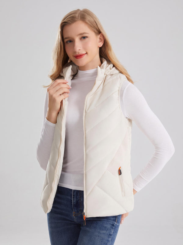 #White Women's Hooded Heated Gilet