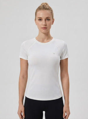 #White Women's Tight-fitting Yoga Top