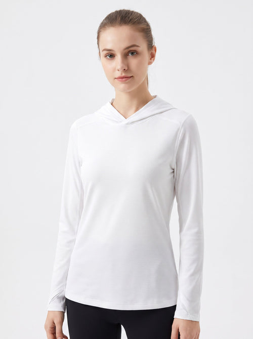 #White Women's UV Hooded Shirt