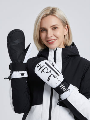 #White Wrist Guard Snowboard Gloves
