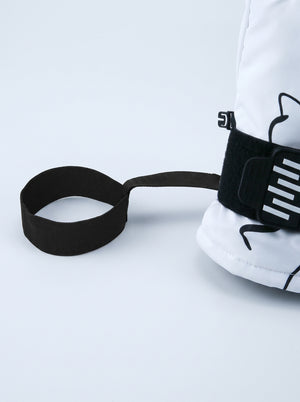 Widened Reinforced Wrist Strap with White Wrist Guard Snowboard Gloves