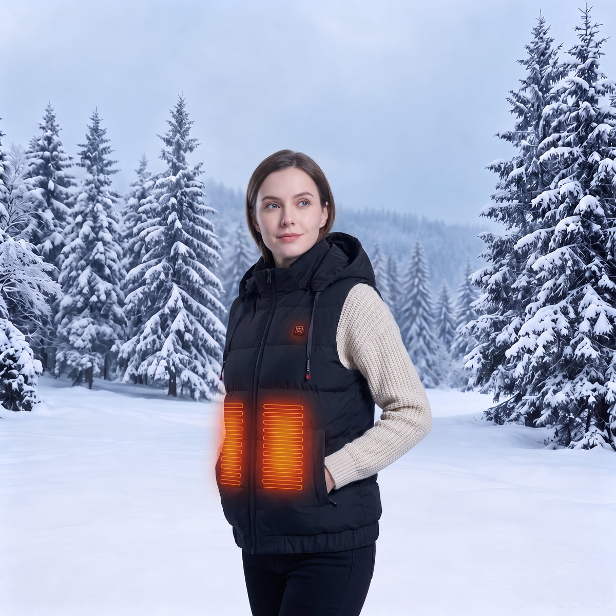 Windproof Hooded Heated Puffer Vest