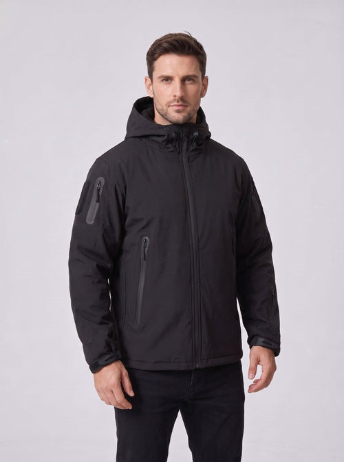 black Windproof Warm Winter Outdoor Coat