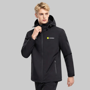 #black Men's Windproof Waterproof Heated Softshell Jacket