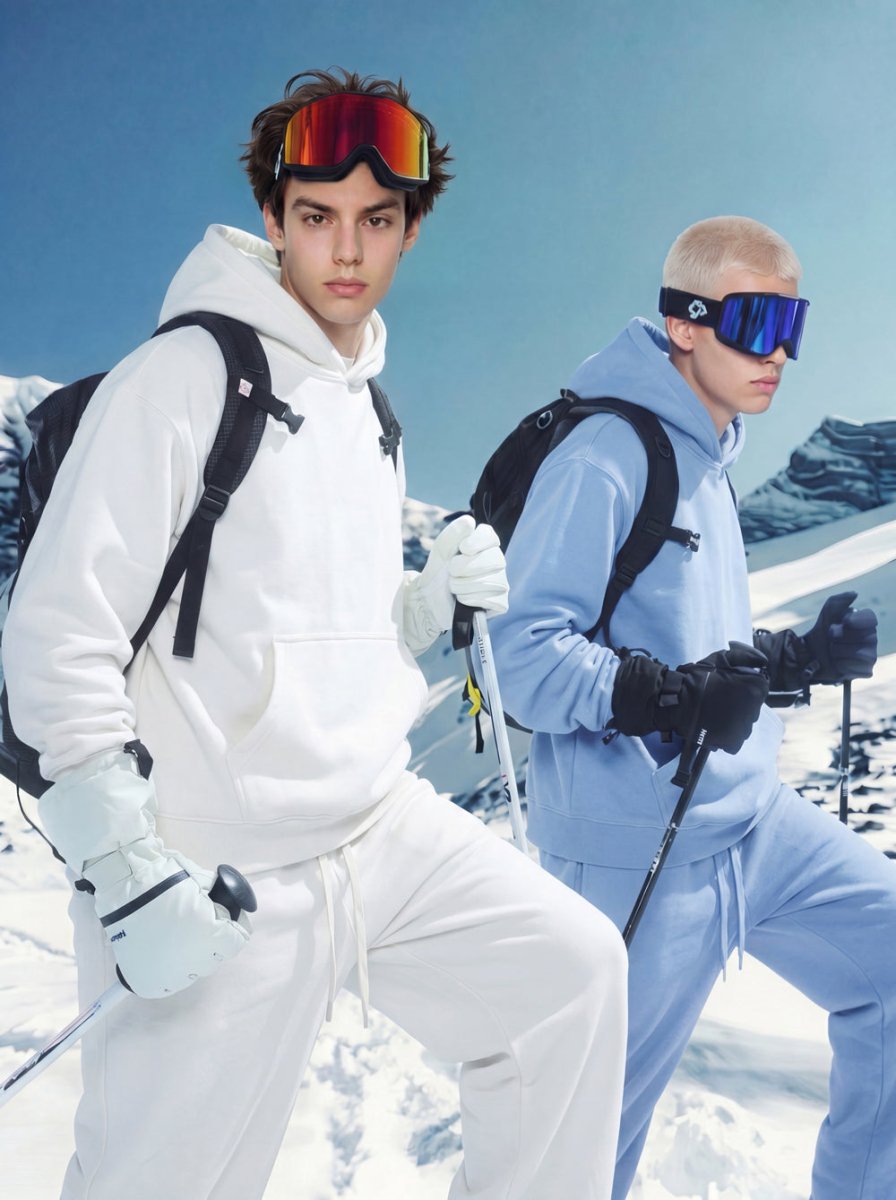 Windproof #white Heavyweight Fleece Lined Pullover Hoodie