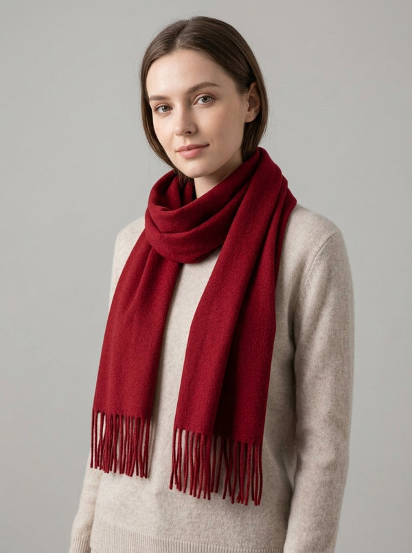 #WineRed Solid Wool Winter Scarf