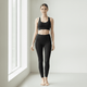 Women Black Cropped Yoga Leggings