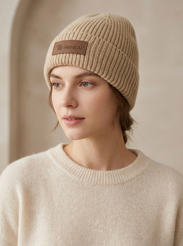 #Camel Women Korean  Ear Flap Knit Beanie Hat