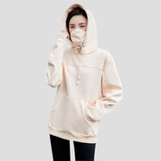Women's Beige Pullover Mask Hoodie