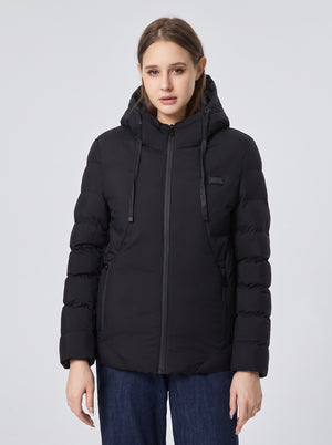 Womens #Black 11 Area Heated Hooded Padded Jacket