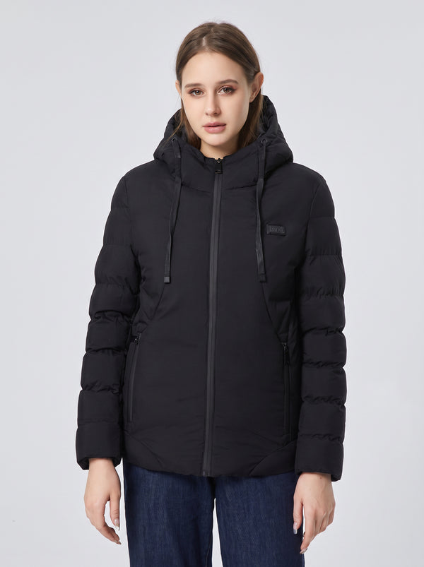 Womens #Black 11 Area Heated Hooded Padded Jacket