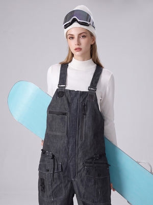 Womens #Black Denim Ski Bib Pants