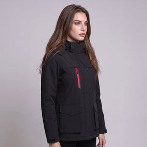 Womens #Black Heated Waterproof Softshell Jacket