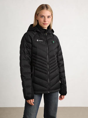 Women's Black Quilted Heated Puffer Jacket