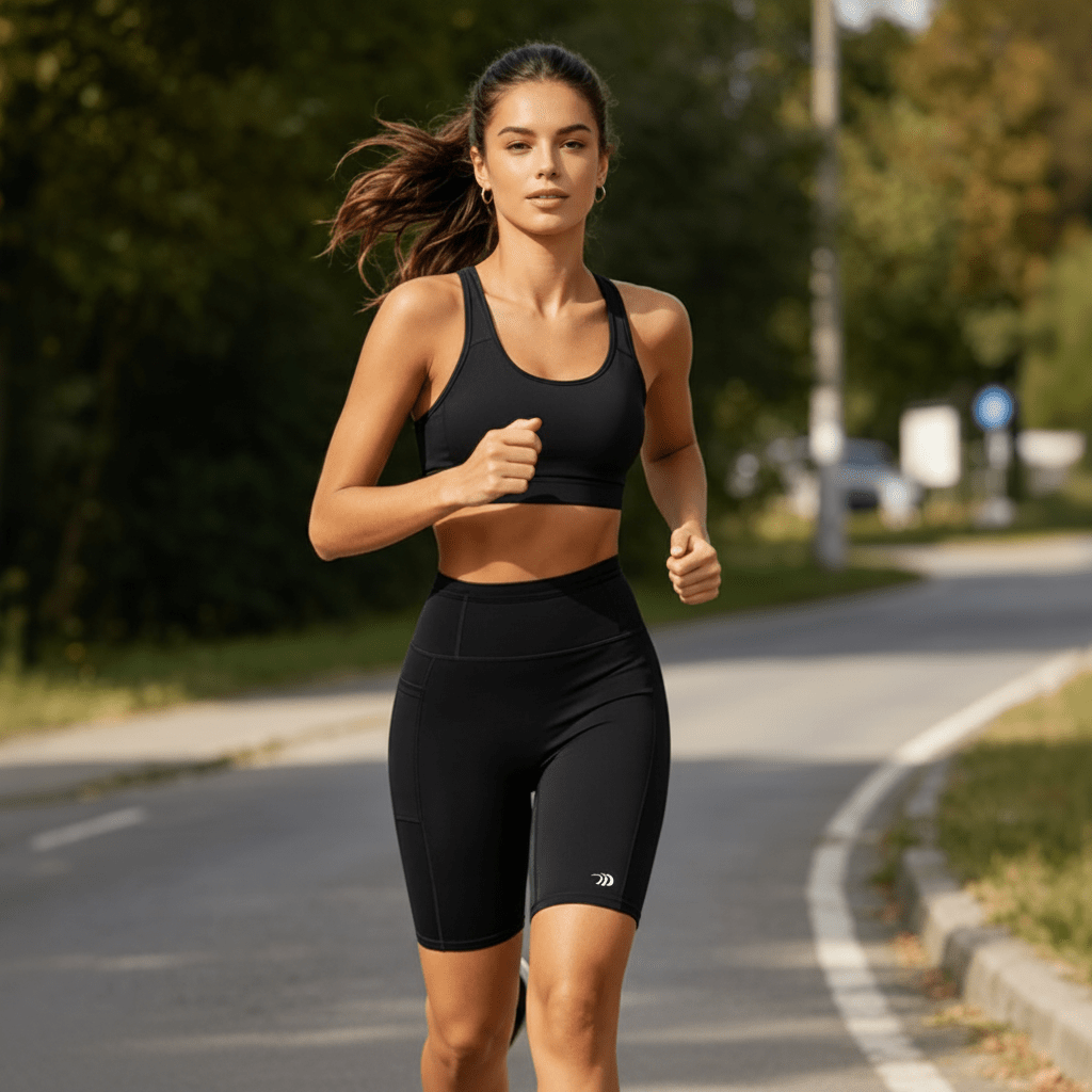 Women's Black Racing Compression Shorts UPF50+