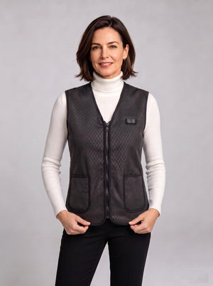 Women's Black V-neck Heated Gilet