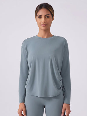 Womens #Blue Side Drawstring Quick Dry Pullover
