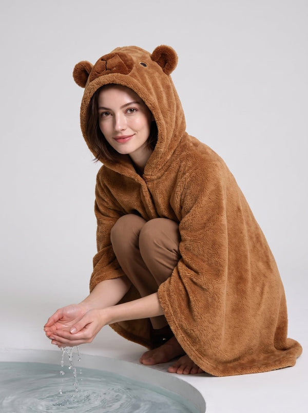 Womens #Brown Capybara Heated Wearable Blanket