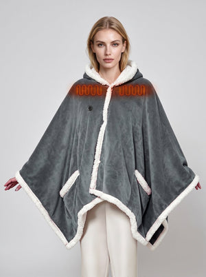Womens #Grey Heated Hooded Wearable Blanket
