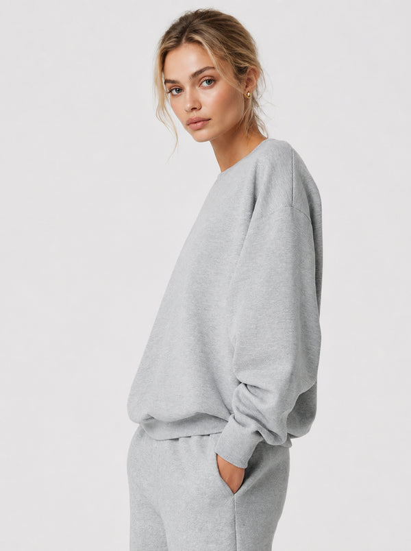 Womens #Grey Oversized Crewneck Sweatshirt